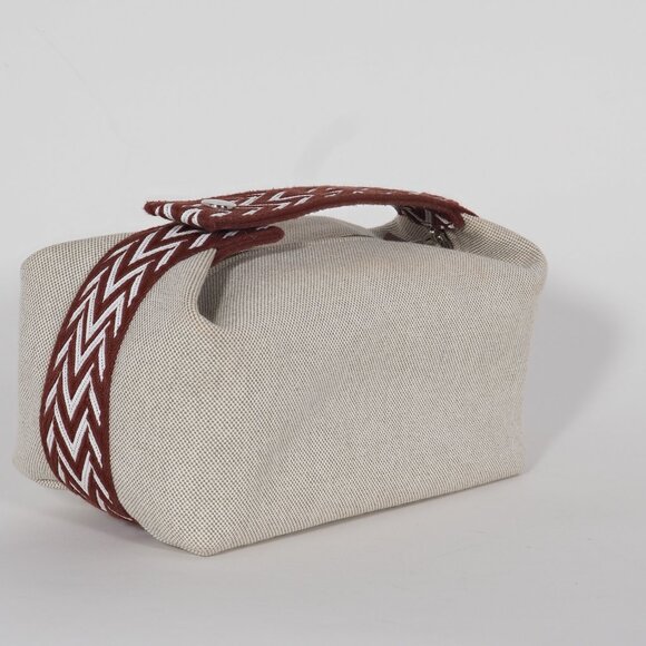 Hermès Bride-a-Brac S Cotton Canvas Travel Pouch with Embroidered H & Top Handle - Picture 4 of 14